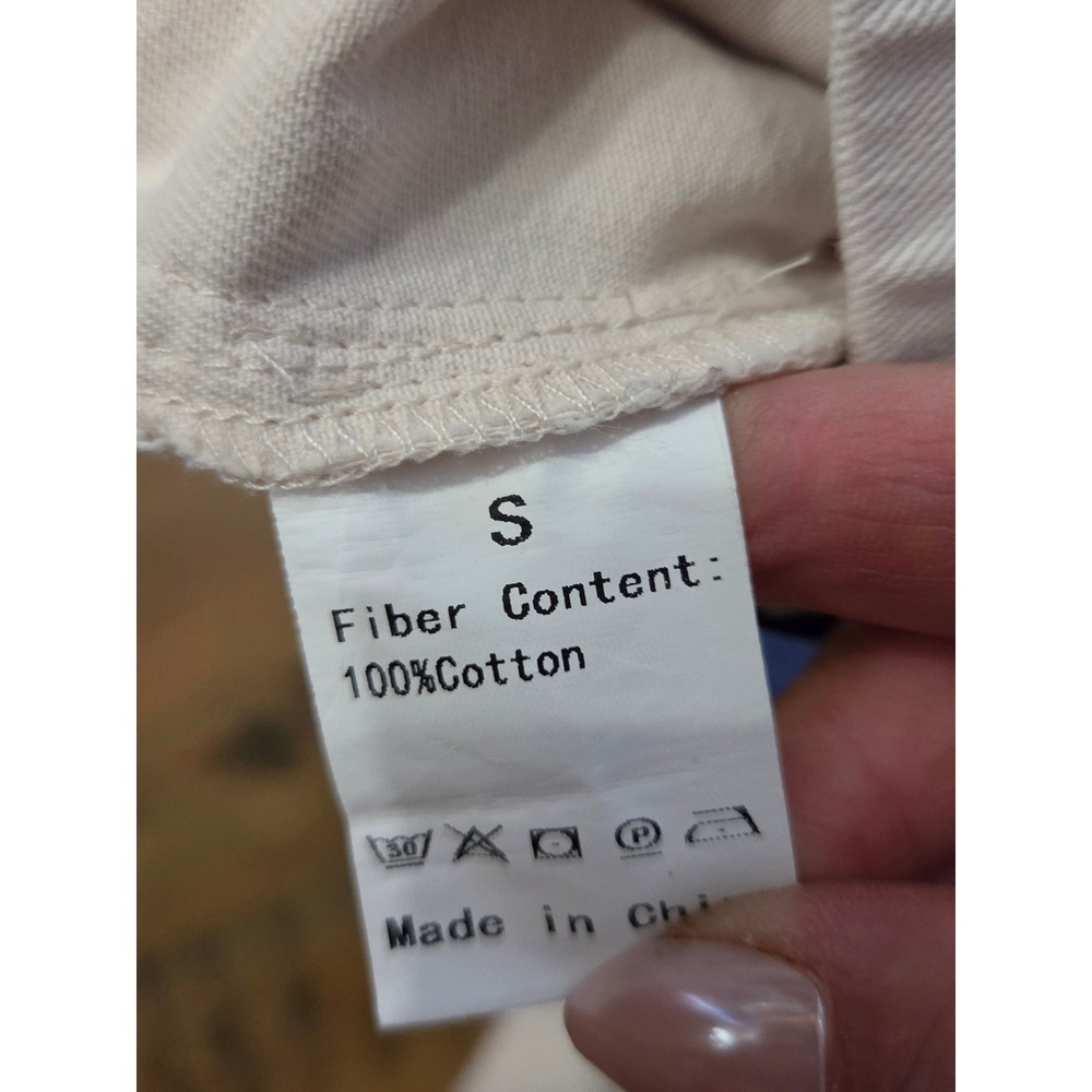 Boho Cottage Core Magnolia Cream Floral Barrel Embroidered Cotton Jogger Small - Picture 5 of 6